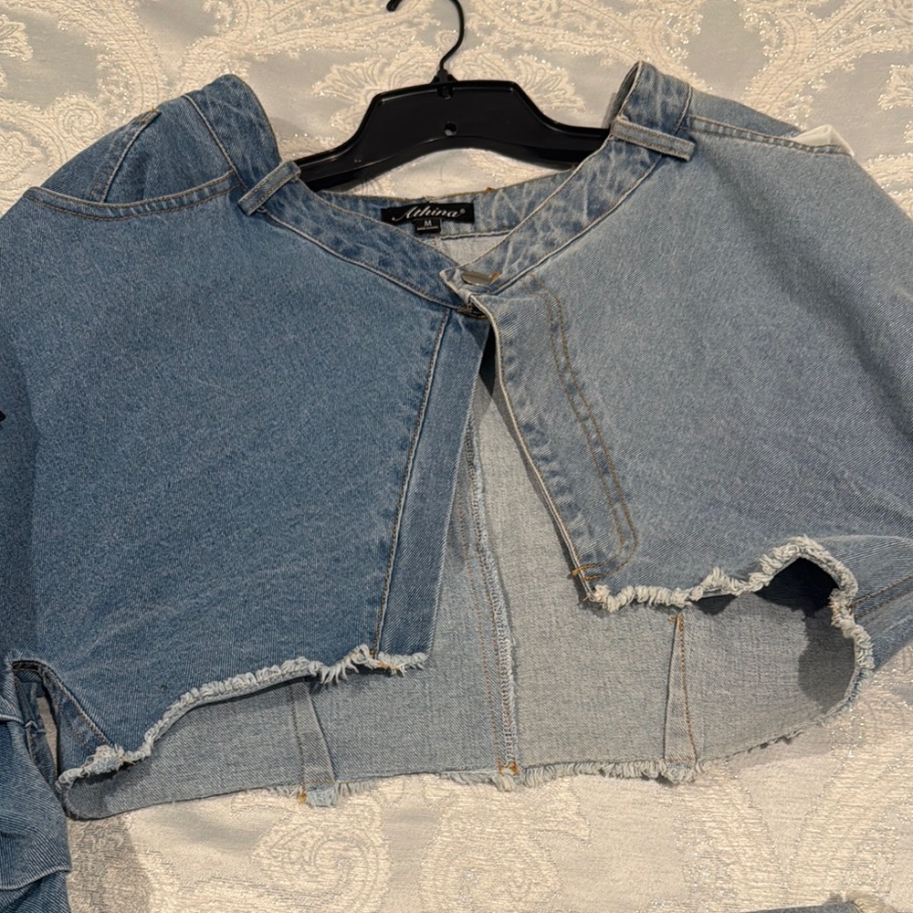 Denim Patchwork Cropped Top/Jacket - image 5